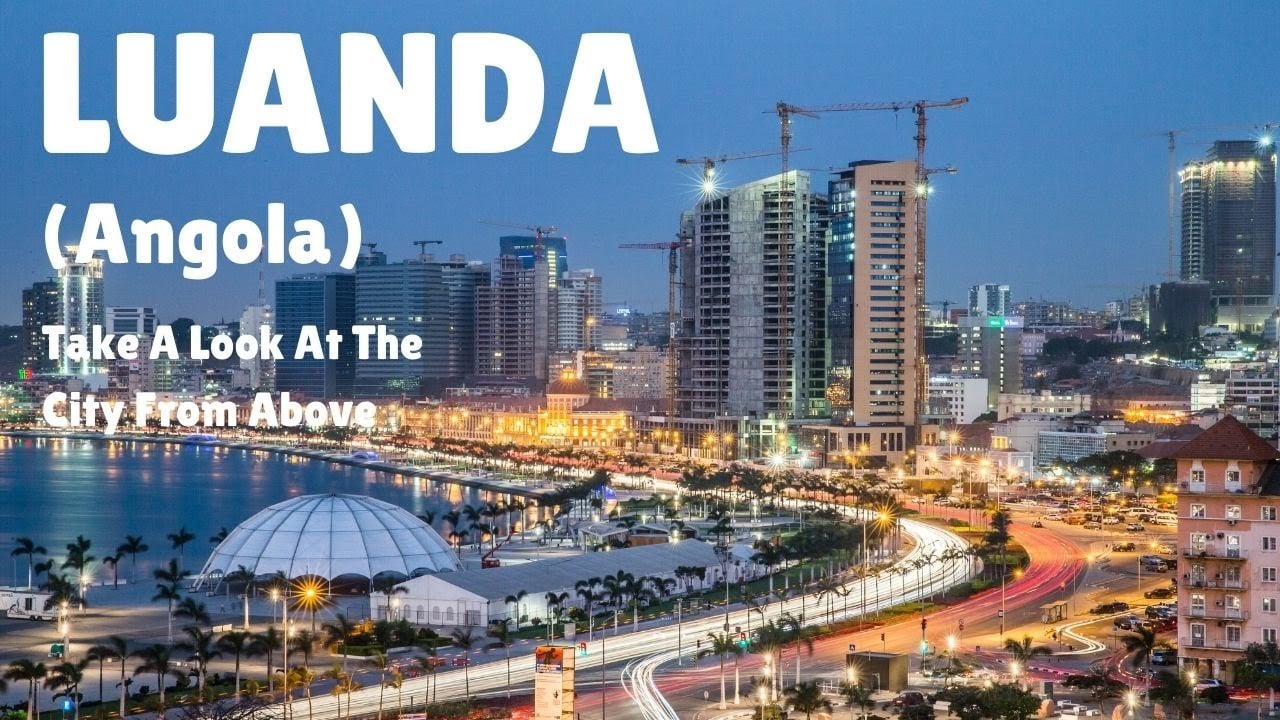 Luanda Angola - City Bay At Night Drone