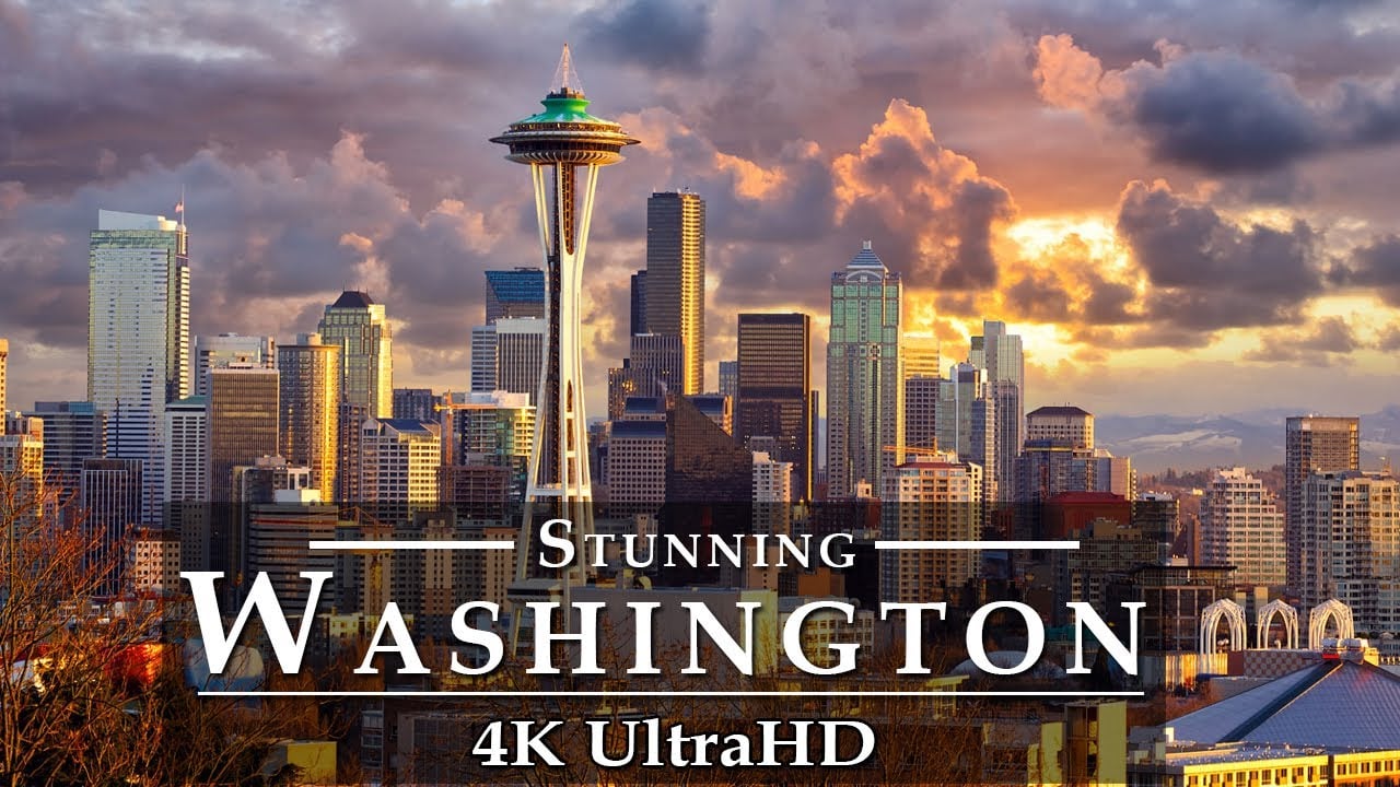 Washington State ???????? by Drone 4K HD 2021 | Flying over Stunning Skylines & Aerial Views - US Capital