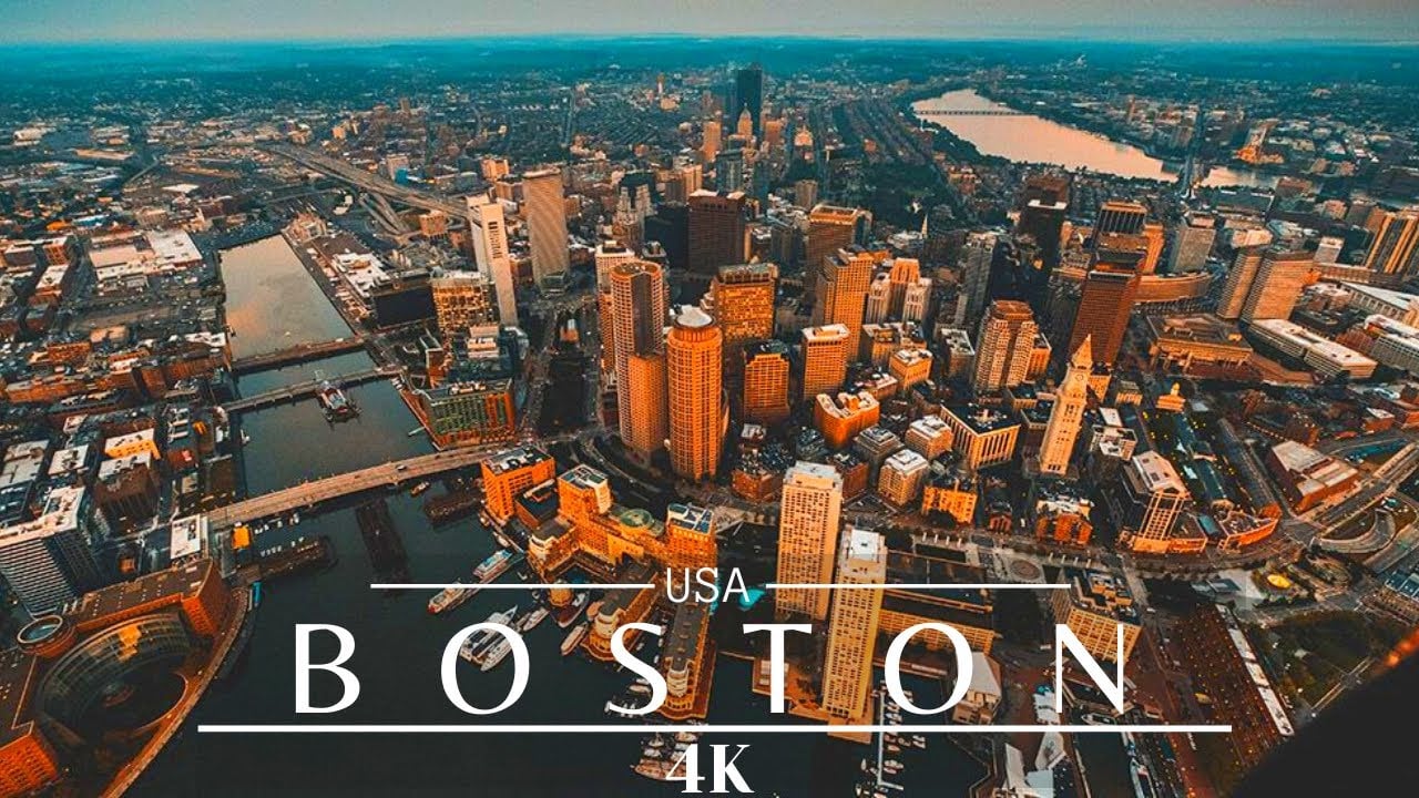 Boston 4K ???????? Massachusetts Drone Footage at Night